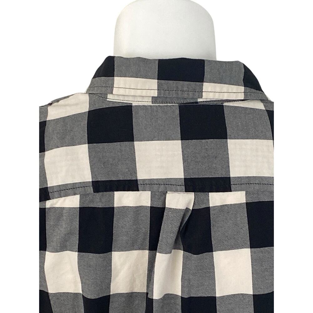 XL TALBOTS Black Plaid Buffalo Check Button Up Dress Shirt Cotton EUC - Picture 8 of 9